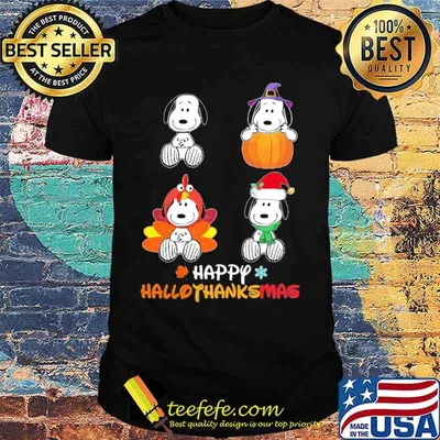 Happy halloween thanks giving christmas snoopy pumpkin shirt