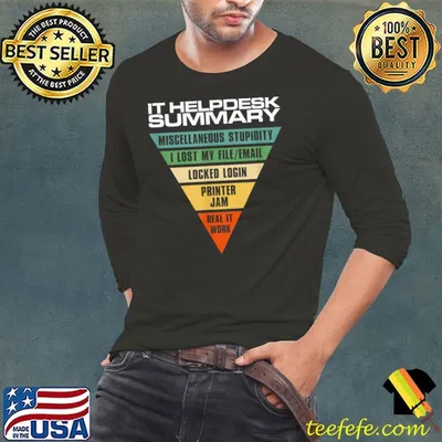 Helpdesk workday summary, tech support sysadmin T-Shirt