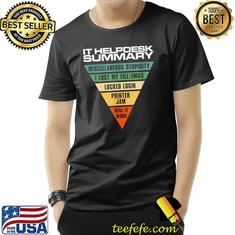 Helpdesk workday summary, tech support sysadmin T-Shirt Unisex Helpdesk workday summary, tech support sysadmin T-Shirt Unisex