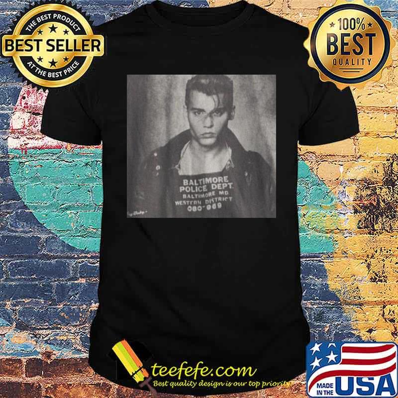 Johnny depp shot retro poster style baltimore police dept shirt