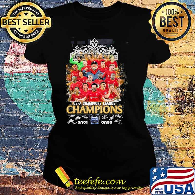 Liverpool Football club uefa champions league champions 20212022 signed s Ladies tee Liverpool Football club uefa champions league champions 20212022 signed s Ladies tee