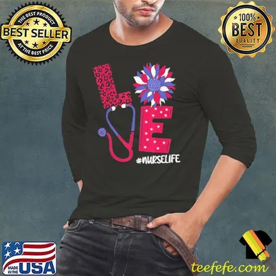 Love heart stethoscope nurse life 4th of july 2022 shirt