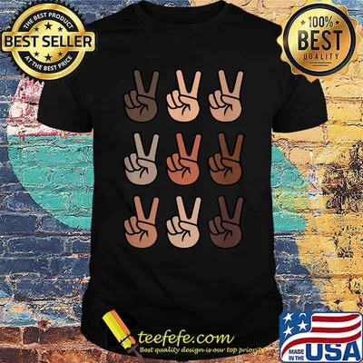 Melanin Skin Tone Peace Sign, Be Kind, Black History Month T-Shirt