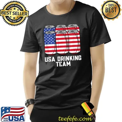 Mens USA Drinking Team July 4th Patriotic American Flag Pride T-Shirt