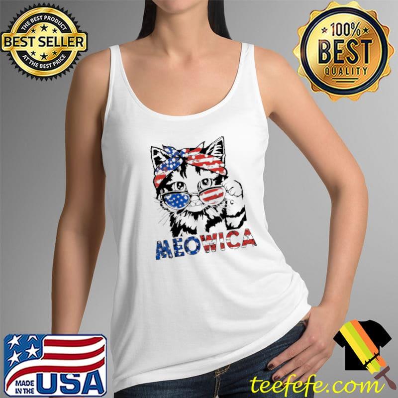 Meowica cat sunglasses American flag 4th of july merica usa s Tank Top Meowica cat sunglasses American flag 4th of july merica usa s Tank Top