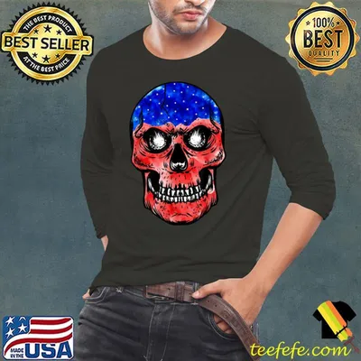 Merica 4Th Of July American Flag Skull Usa Independence Day T-Shirt