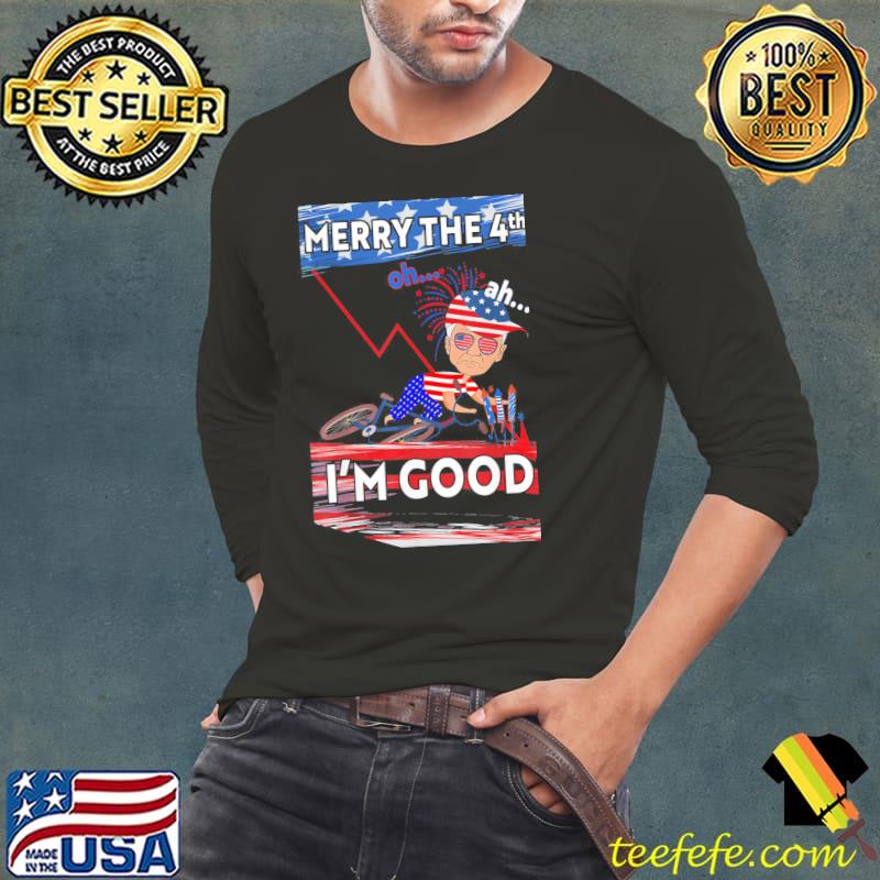 Merry 4th of july Biden bike bicycle falls off I'm good s Long Sleeve Tee Merry 4th of july Biden bike bicycle falls off I'm good s Long Sleeve Tee