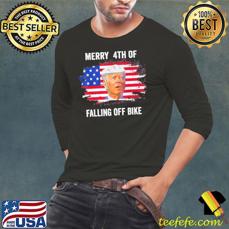 Merry 4th of july Biden falls off bike s Long Sleeve Tee Merry 4th of july Biden falls off bike s Long Sleeve Tee