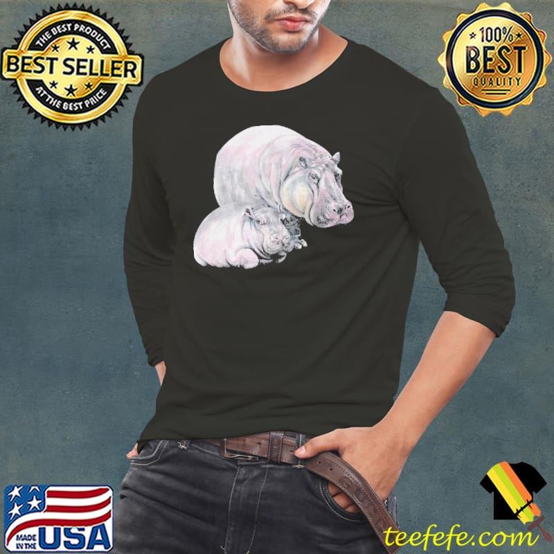 Mother and baby animals watercolor hippo mom and hippo baby hippopatamus s Long Sleeve Tee Mother and baby animals watercolor hippo mom and hippo baby hippopatamus s Long Sleeve Tee