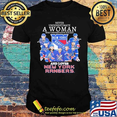 Never underestimate a woman understand hockey loves new york rangers shirt