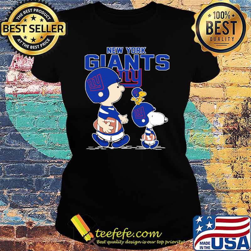 New York Giants Let's Play Football Together Snoopy NFL Women's V-Neck T- Shirt 