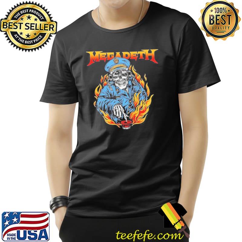 On fire megadeth music band shirt