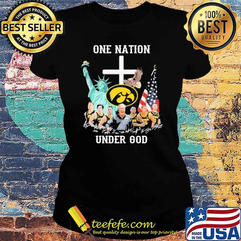 One nation under god Iowa hawkeyes basketball signatures s Ladies tee One nation under god Iowa hawkeyes basketball signatures s Ladies tee