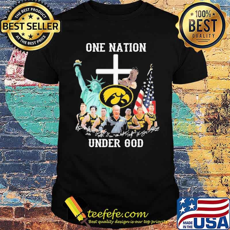 One nation under god Iowa hawkeyes basketball signatures shirt One nation under god Iowa hawkeyes basketball signatures shirt