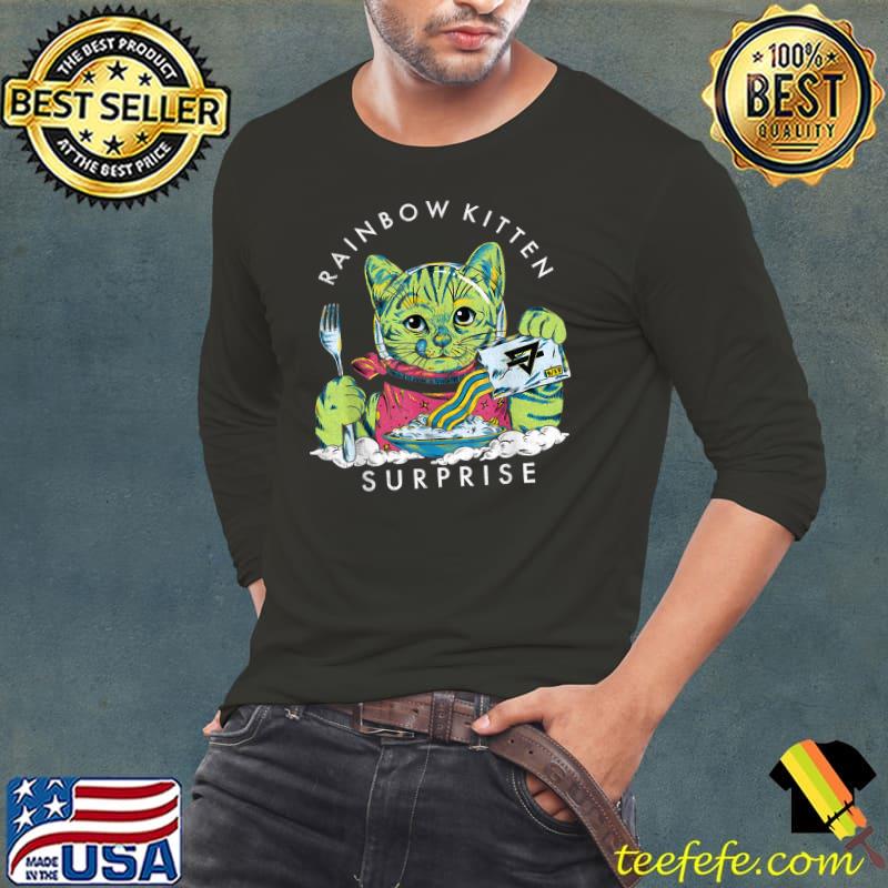 Rainbow Kitten Surprise Cat Eat T-Shirt Long Sleeve Tee Rainbow Kitten Surprise Cat Eat T-Shirt Long Sleeve Tee