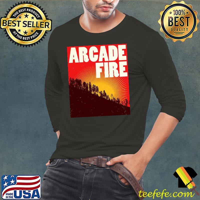 Red retro art arcade fire band shirt