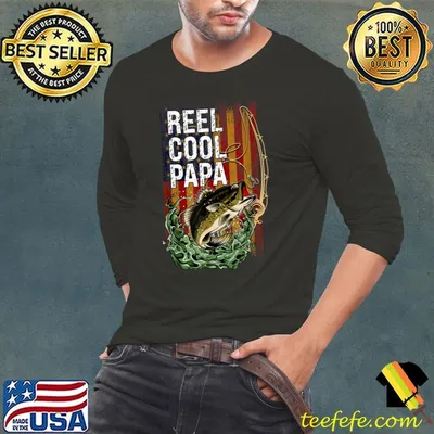 Reel Cool PAPA American Flag Fishing Fathers Day 4th of July T-Shirt