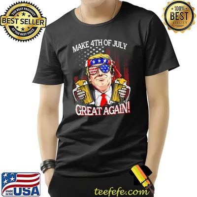 Retro Make 4th of July Great Again Trump Beer Uncle Sam T-Shirt