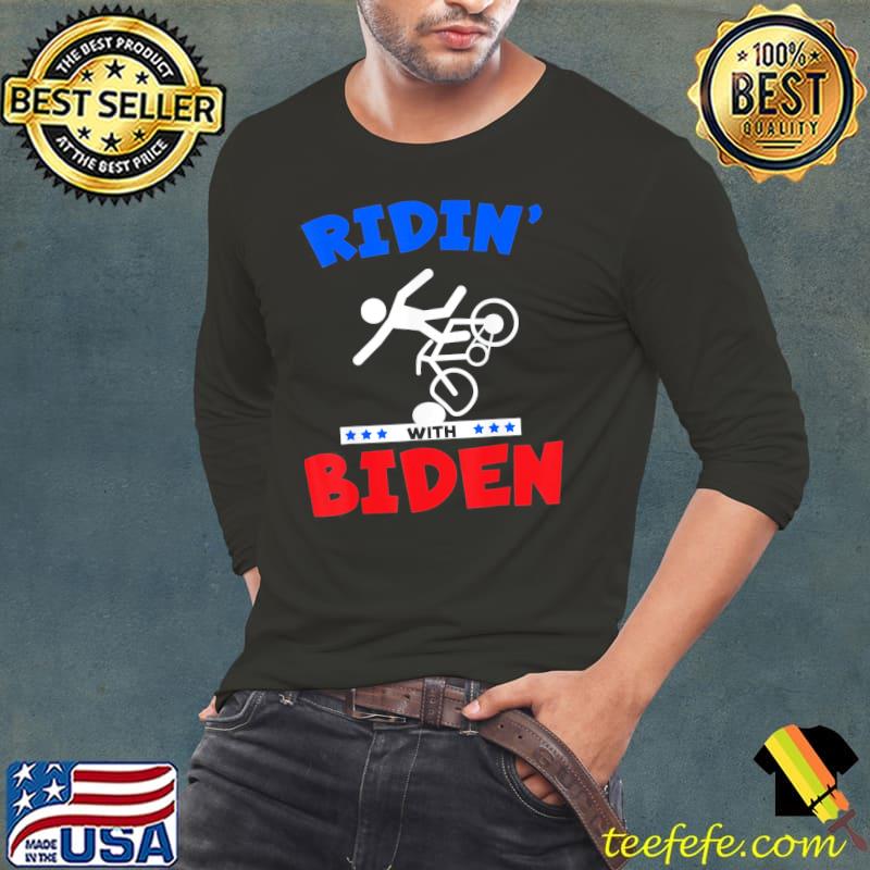 Ridin with Biden Joe Biden falling off bicycle meme s Long Sleeve Tee Ridin with Biden Joe Biden falling off bicycle meme s Long Sleeve Tee