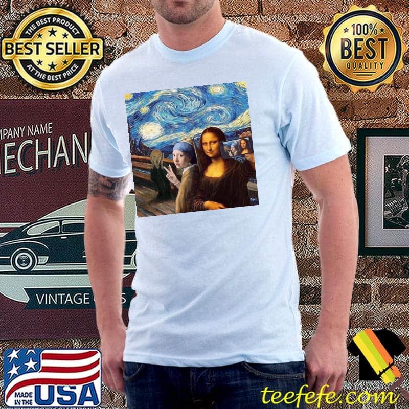 Scream selfie paintings mash up mona lisa girl with a pearl earring s Unisex Scream selfie paintings mash up mona lisa girl with a pearl earring s Unisex