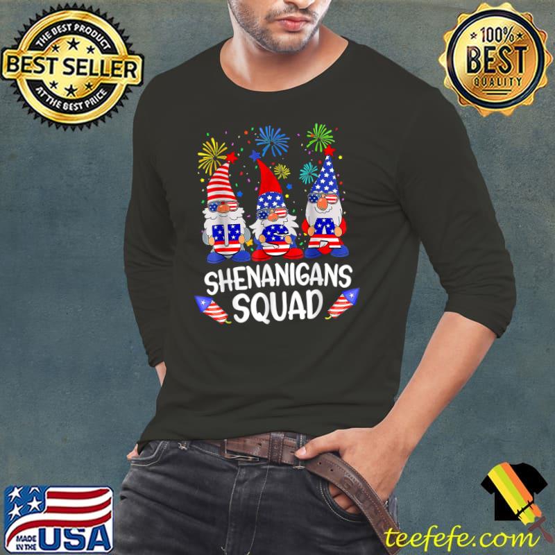 Shenanigans Squad 4th Of July Gnomes USA Independence Day T-Shirt Long Sleeve Tee Shenanigans Squad 4th Of July Gnomes USA Independence Day T-Shirt Long Sleeve Tee