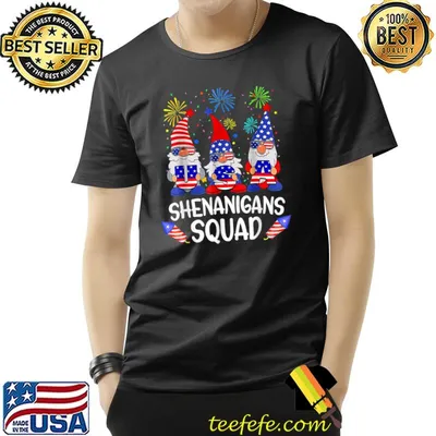 Shenanigans Squad 4th Of July Gnomes USA Independence Day T-Shirt
