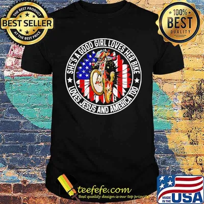 She's A Good Girl Loves Her Bike Loves Jesus And America Too MTB Flower Shirt