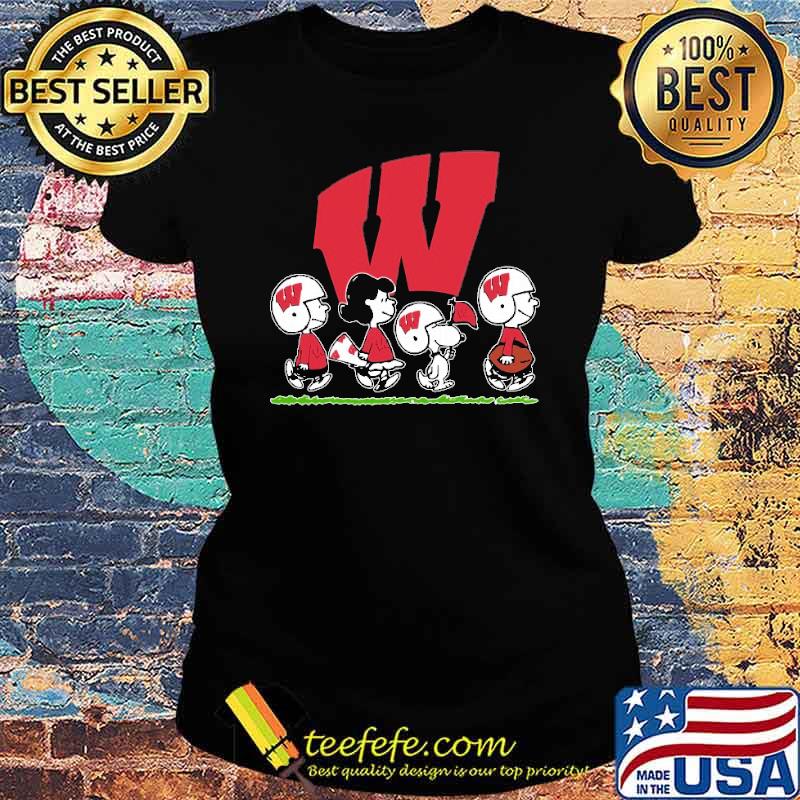 Snoopy the Peanuts cheer for the Wisconsin badgers ncaa s Ladies tee Snoopy the Peanuts cheer for the Wisconsin badgers ncaa s Ladies tee