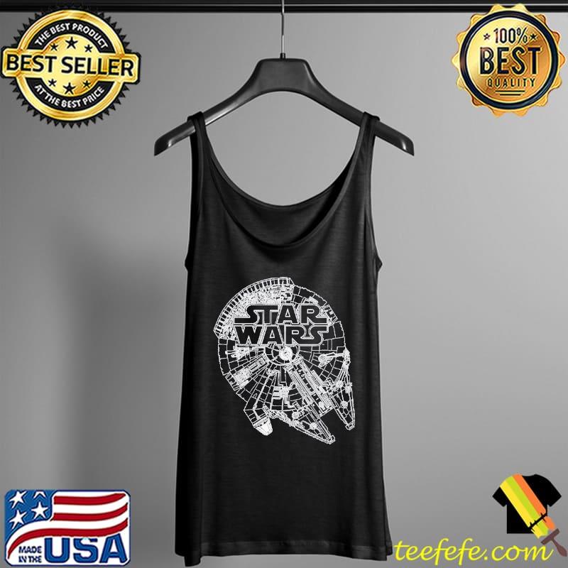 Star Wars Logo On Millenium Falcon Graphic Unisex T-Shirt Tank Top Star Wars Logo On Millenium Falcon Graphic Unisex T-Shirt Tank Top