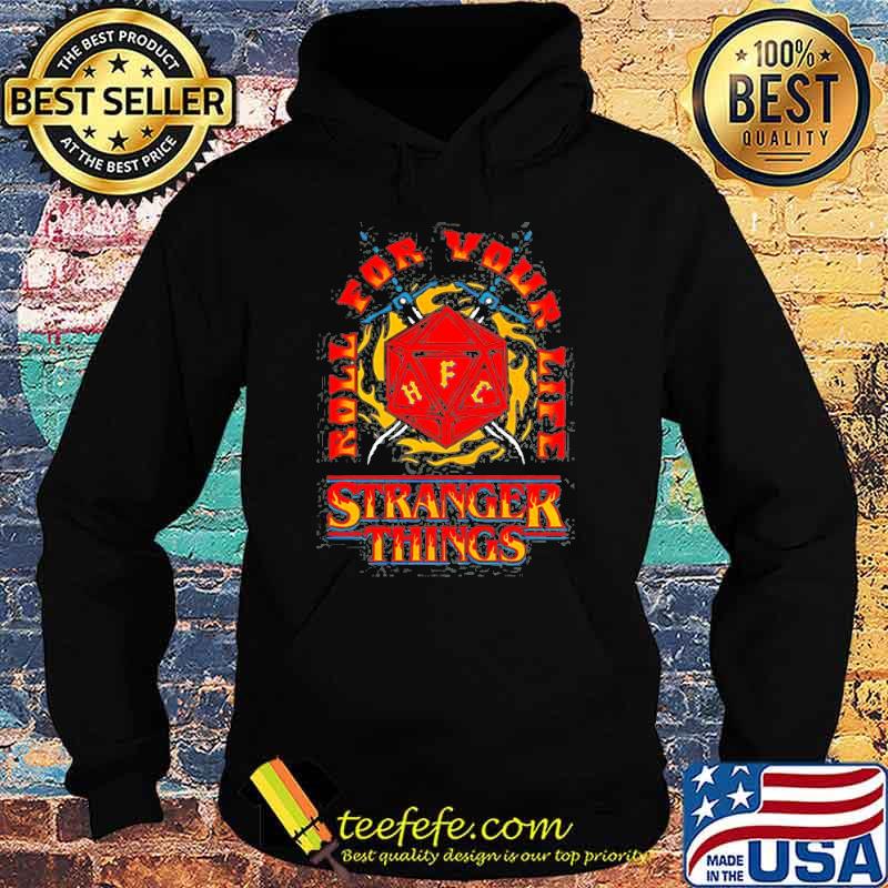 Stranger things roll for your life hellfire club flame dice shirt