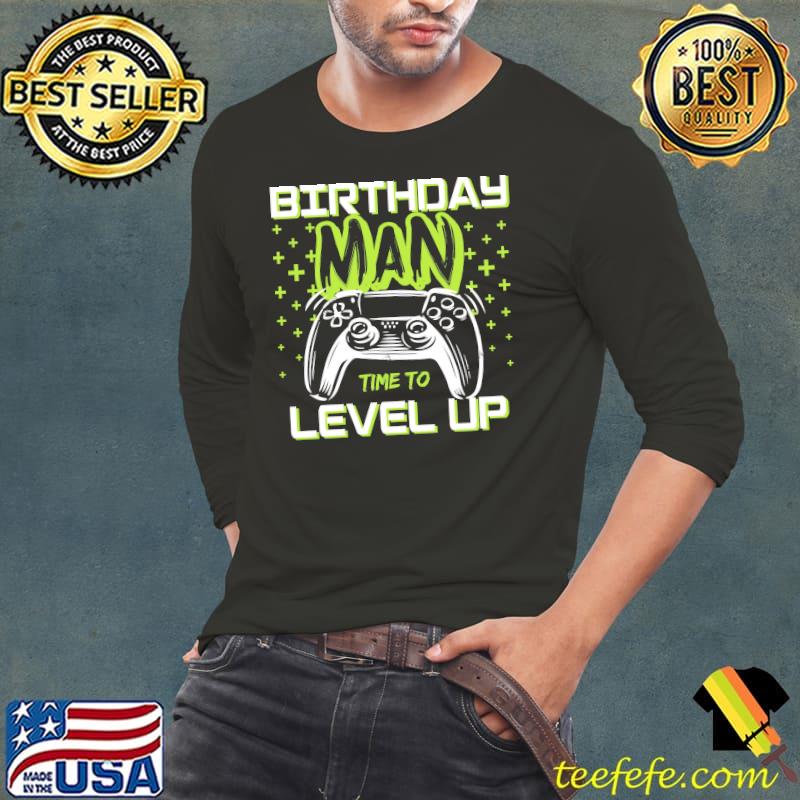 The birthday man time to level up retro art shirt