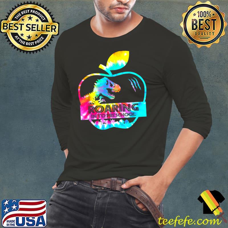 Tie Dye Dinosaur Back To School Roaring Into Preschool T-Shirt Long Sleeve Tee Tie Dye Dinosaur Back To School Roaring Into Preschool T-Shirt Long Sleeve Tee