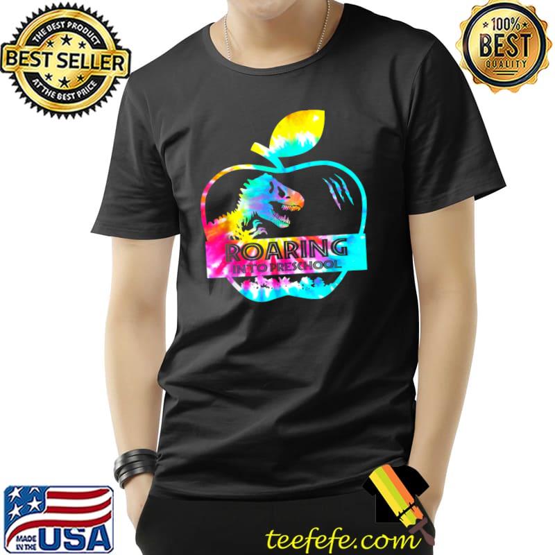 Tie Dye Dinosaur Back To School Roaring Into Preschool T-Shirt