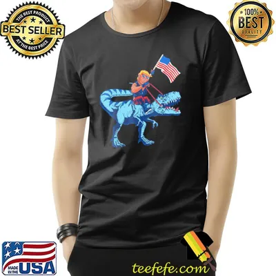 Trump dinosaur merica 4th of july American flag shirt