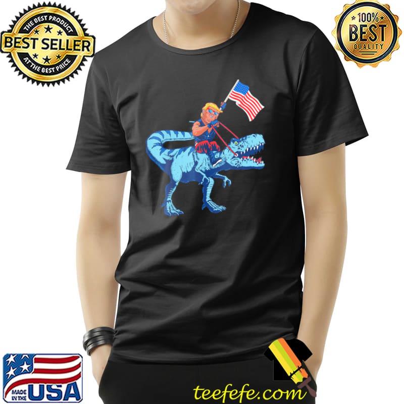 Trump dinosaur merica 4th of july American flag shirt