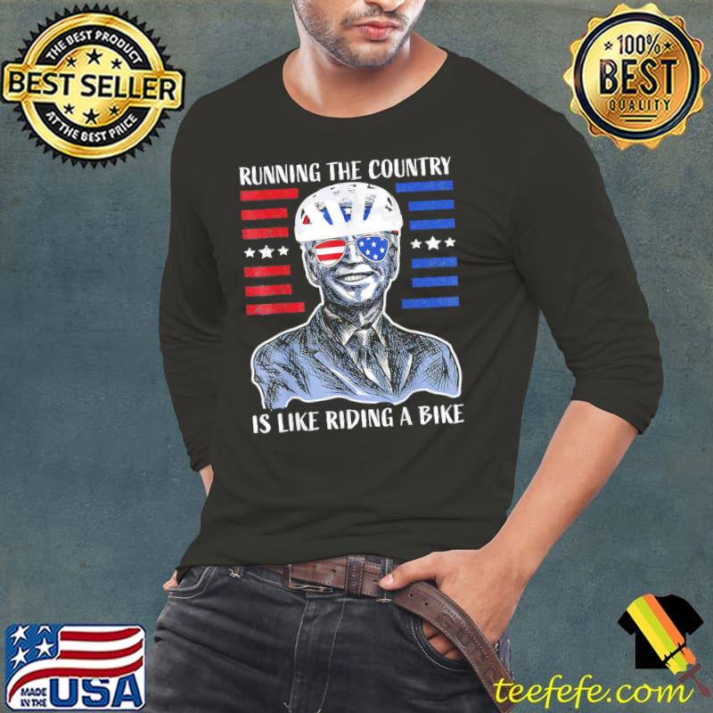 Us flag merry 4th of july Biden bike bicycle falls off s Long Sleeve Tee Us flag merry 4th of july Biden bike bicycle falls off s Long Sleeve Tee