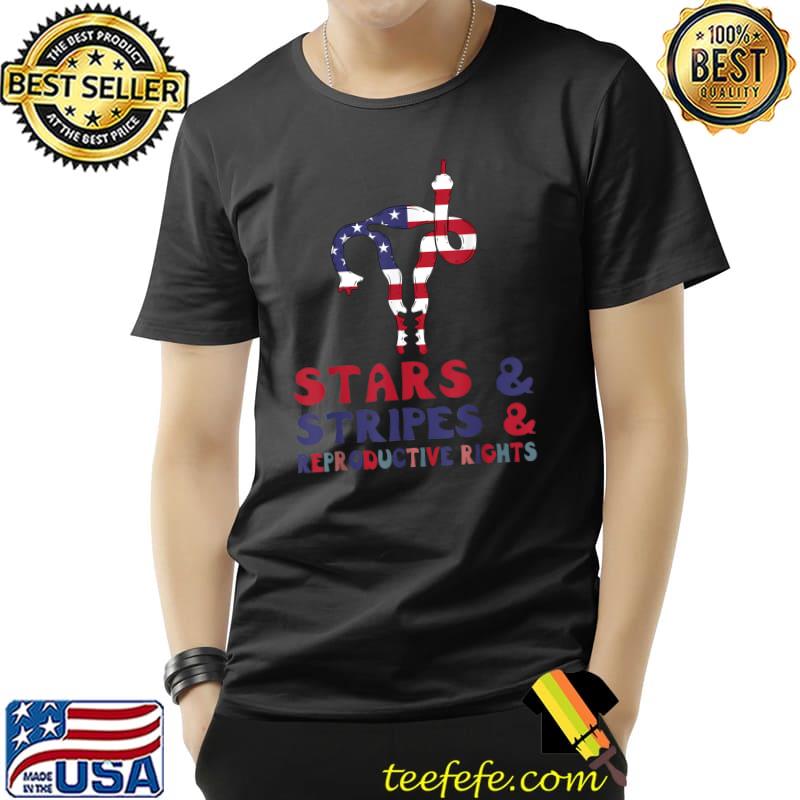 Uterus Shows Middle Finger Feminist Feminism Stars Stripes T-Shirt