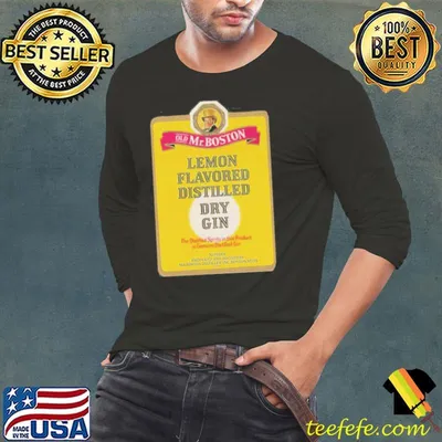 Vintage labels old mr Boston brand lemon flavored distilled dry gin shirt