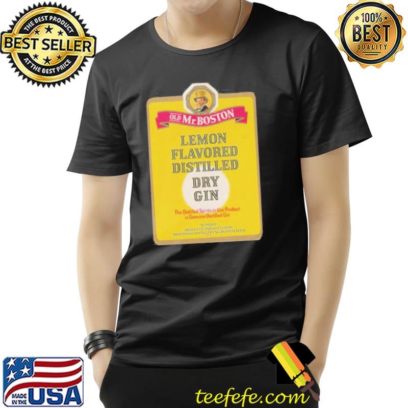 Vintage labels old mr Boston brand lemon flavored distilled dry gin shirt