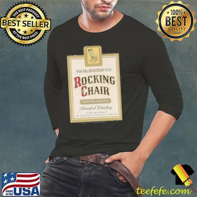 Vintage labels old mr Boston brand rocking chair white label blended whiskey shirt