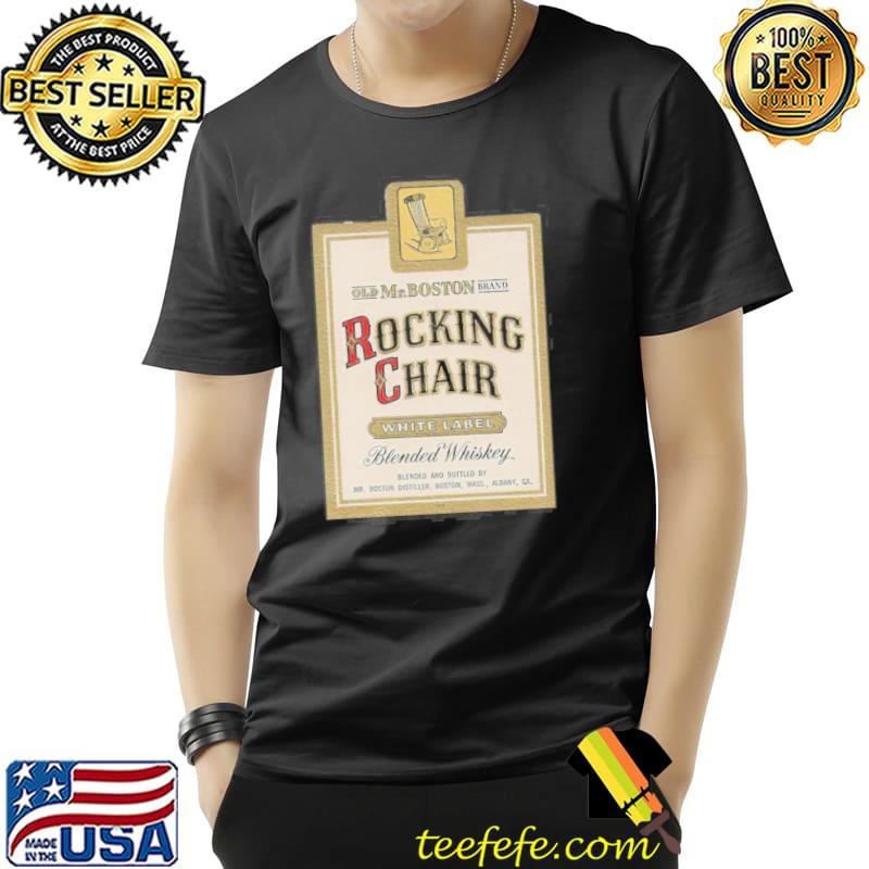 Vintage labels old mr Boston brand rocking chair white label blended whiskey shirt