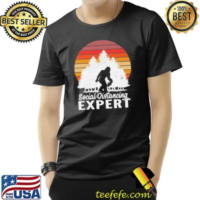 Vintage sunrise retro sunset bigfoot social distancing expert shirt