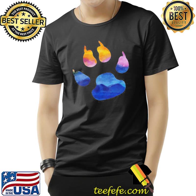 Watercolor bear pawprint sunrise sunset shirt