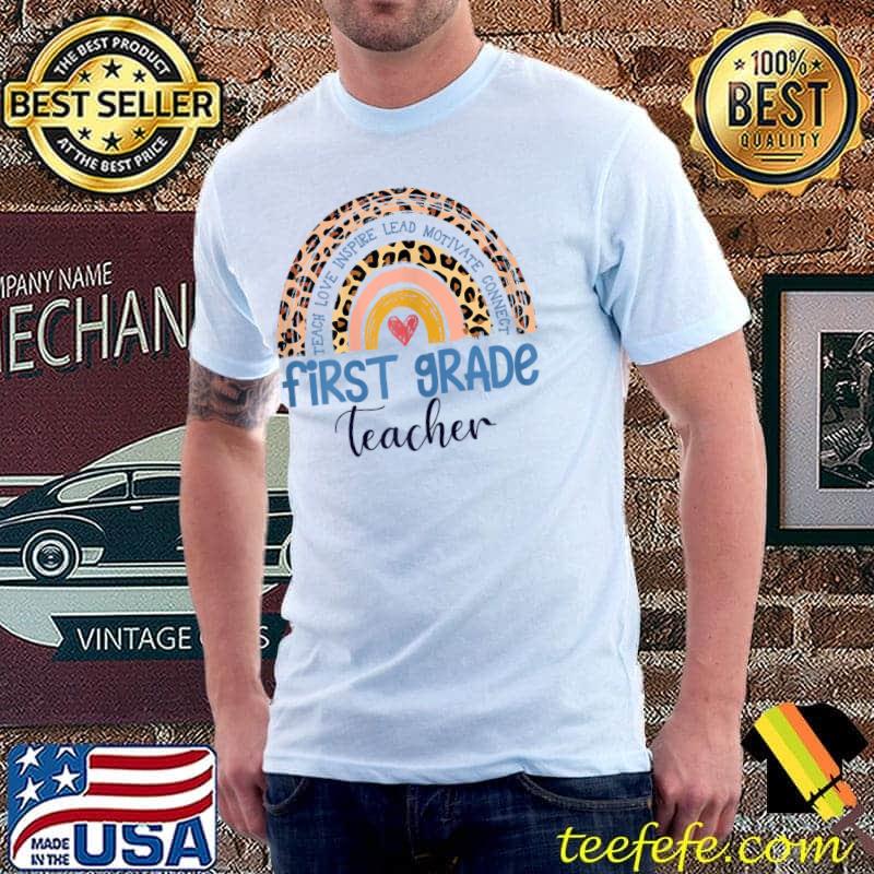 Womens First Grade Teacher Cute Boho Rainbow Leopard Classroom T-Shirt Unisex Womens First Grade Teacher Cute Boho Rainbow Leopard Classroom T-Shirt Unisex
