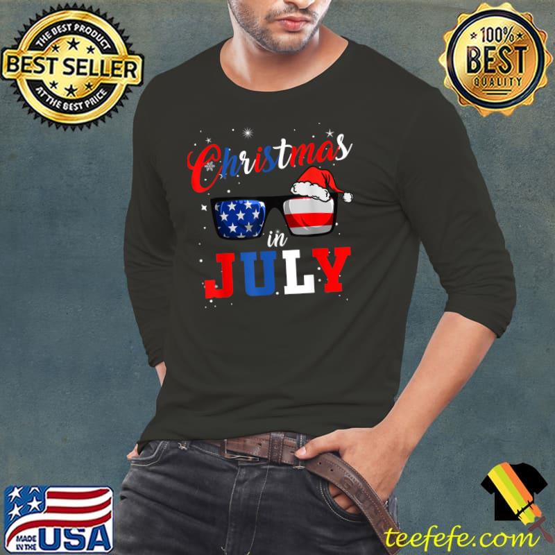 Xmas Santa Hat Sunglasses Summer Funny Christmas in July T-Shirt Long Sleeve Tee Xmas Santa Hat Sunglasses Summer Funny Christmas in July T-Shirt Long Sleeve Tee