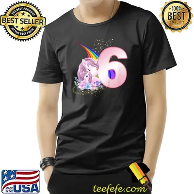 6nd Birthday For little Girls who Unicorns Love T-Shirt
