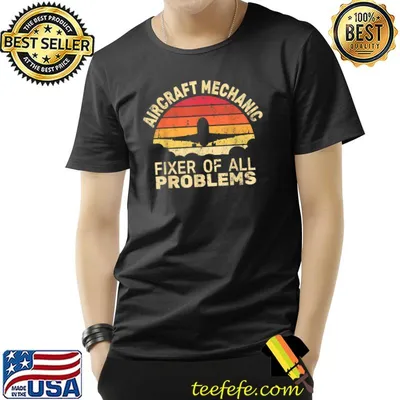 Aircraft Mechanic Fixer of All Problems Vintage Sunset Aircraft Technician T-Shirt