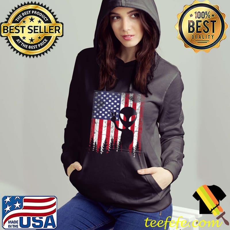 Alien UFO American Flag 4th of July T-Shirt Hoodie Alien UFO American Flag 4th of July T-Shirt Hoodie