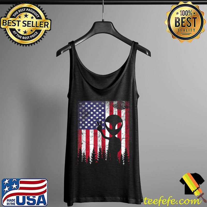 Alien UFO American Flag 4th of July T-Shirt Tank Top Alien UFO American Flag 4th of July T-Shirt Tank Top