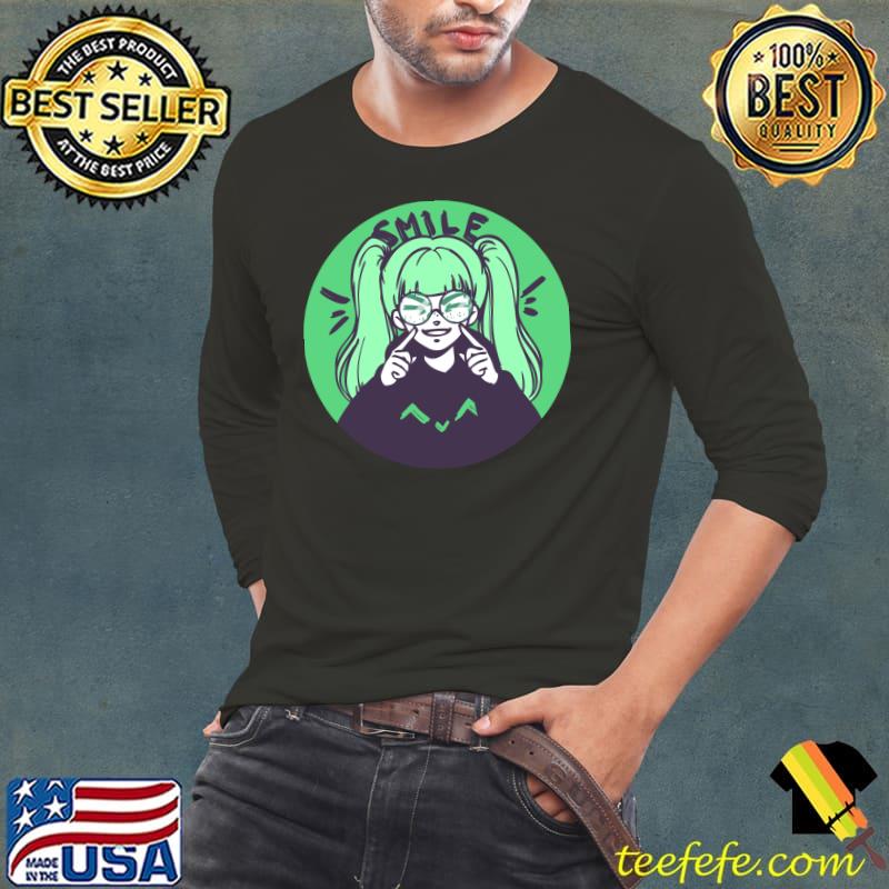 Anime happy girl smile T-Shirt Long Sleeve Tee Anime happy girl smile T-Shirt Long Sleeve Tee